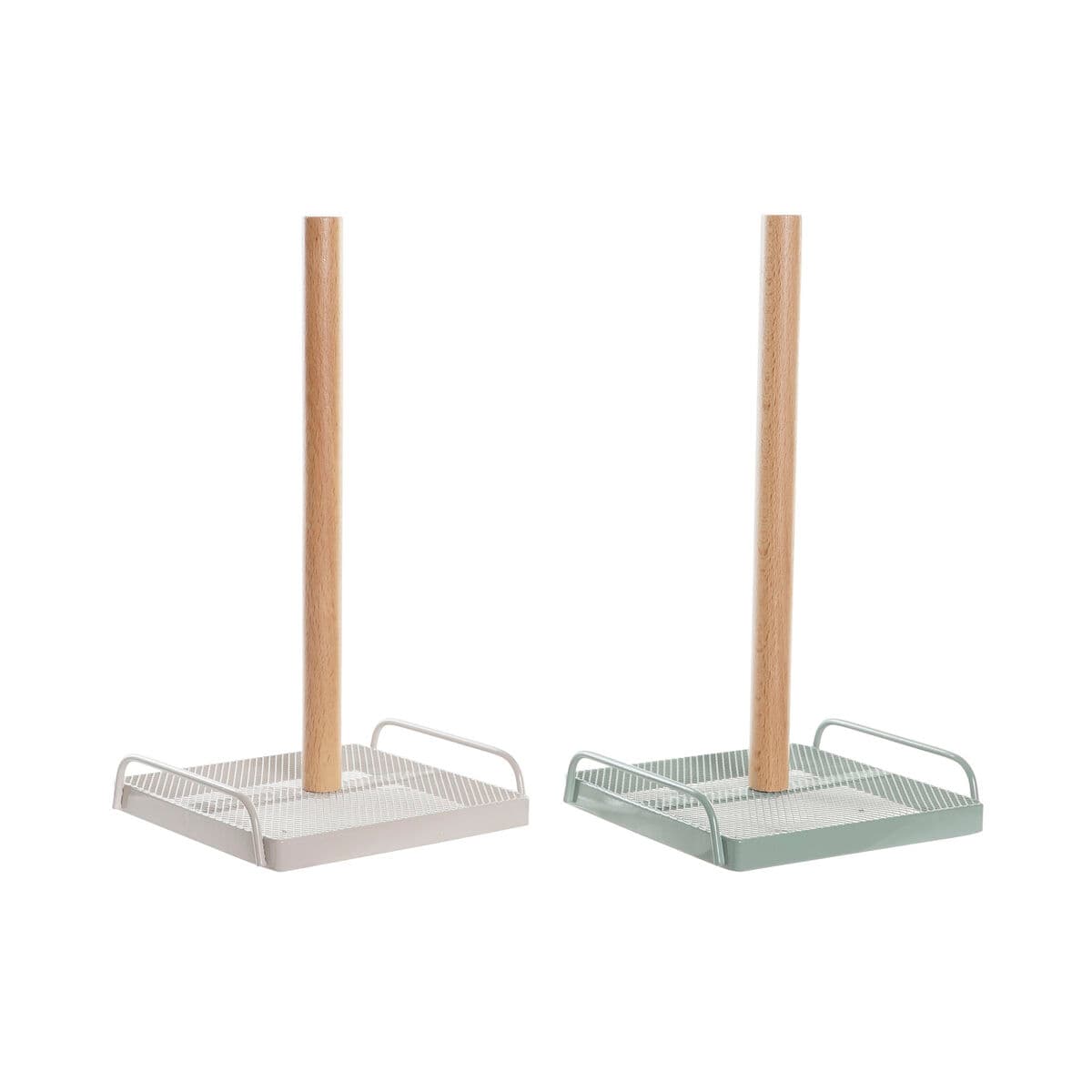 Küchenpapierrollenhalterung DKD Home Decor Beige Metall Minze Kiefer (16 x 15 x 29,5 cm) (2 Stück)