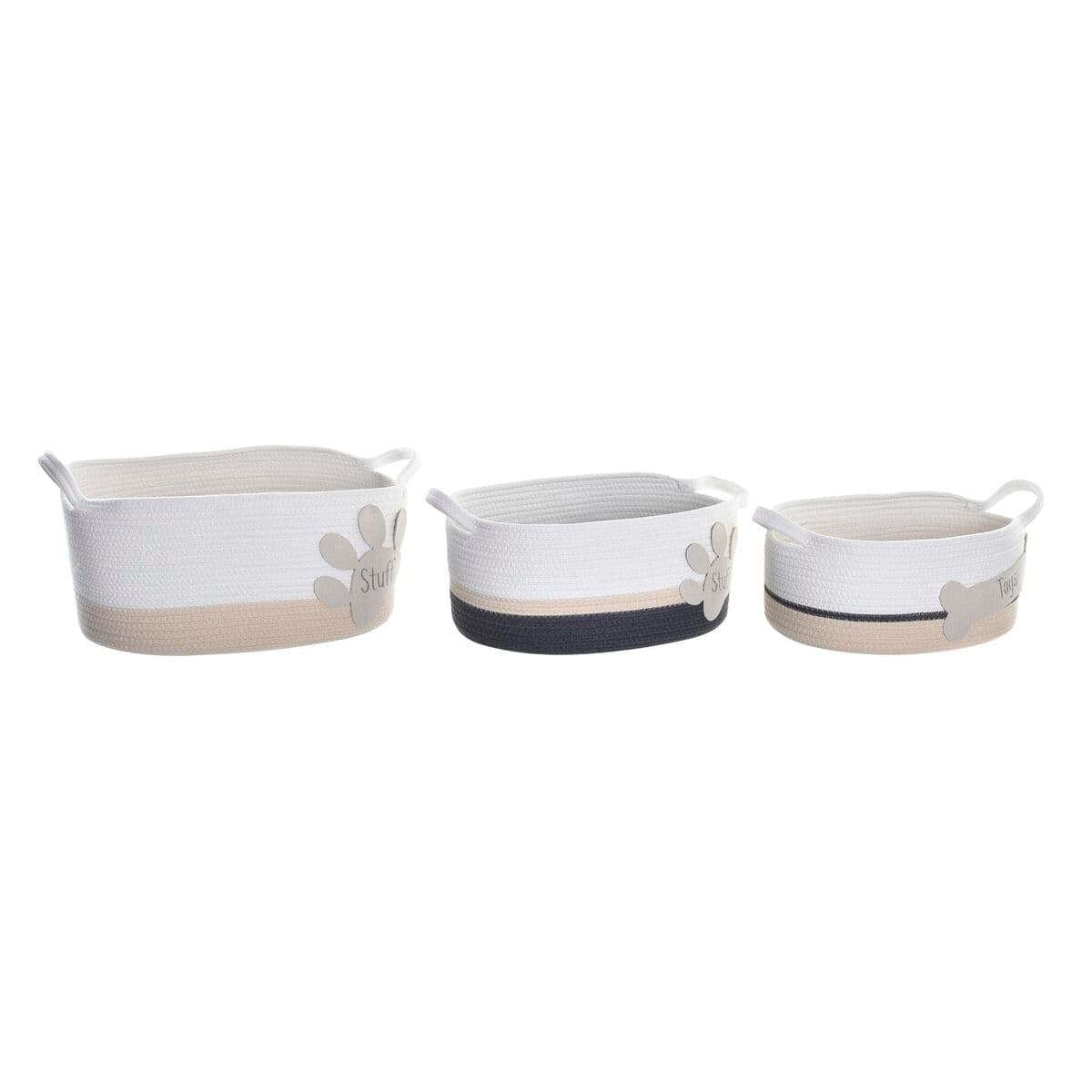Korb-Set DKD Home Decor Weiß Grau Creme 60 x 31 x 25 cm 3 Stücke