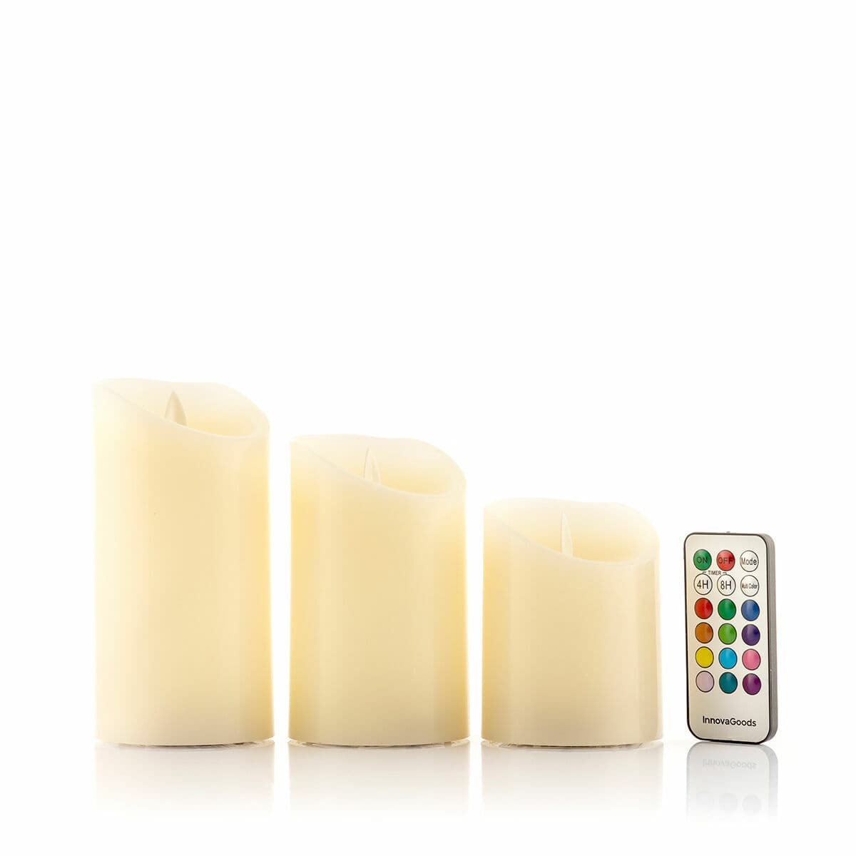 Mehrfarbige LED-Kerzen Flammeneffekt mit Fernbedienung Lendles InnovaGoods Weiß 3 Stück (Restauriert A)