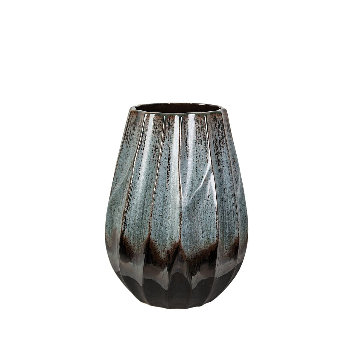 Blumenvase Romimex Blau Schwarz aus Keramik