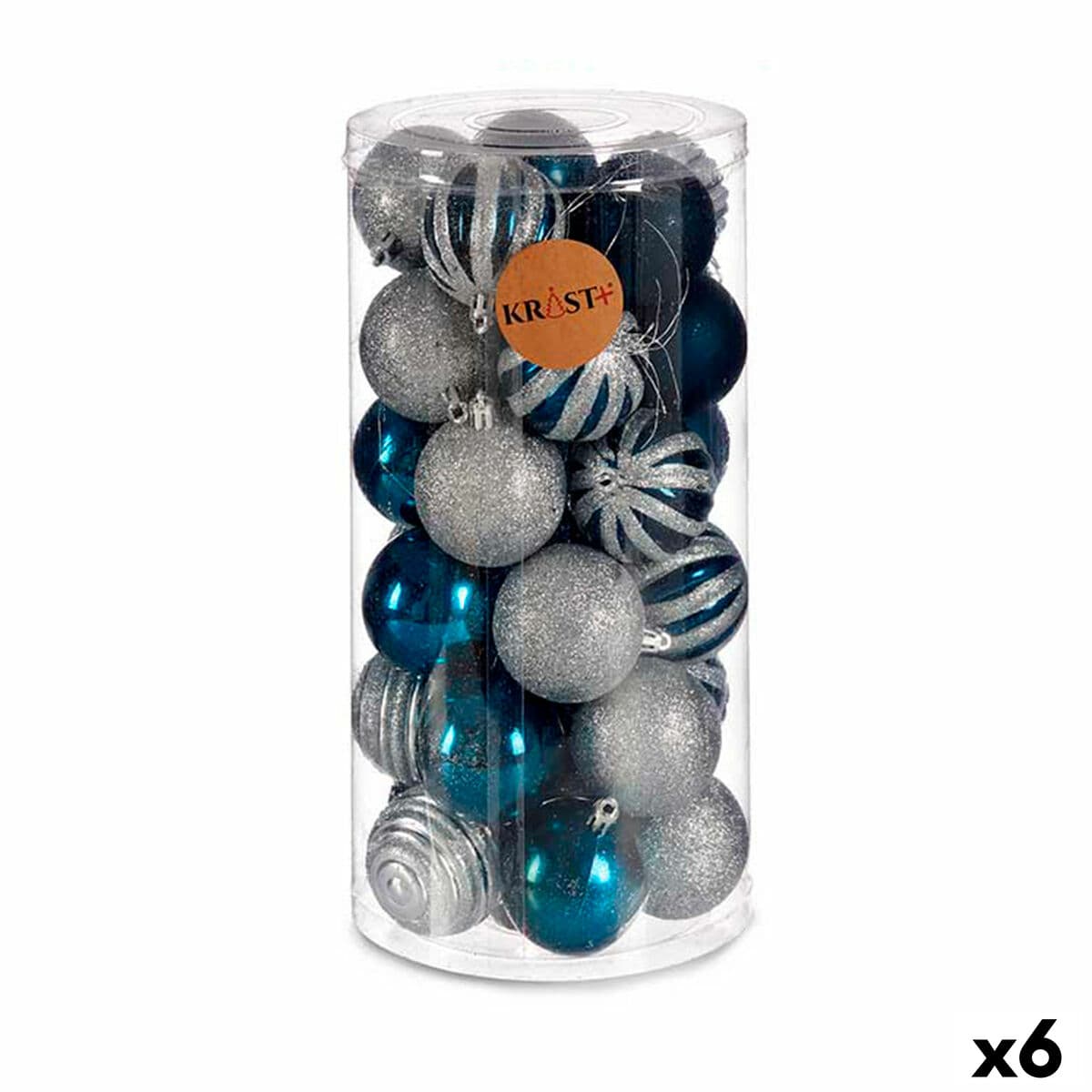 Weihnachtskugeln-Set Krist+ HM20087-061/003 Blau Silberfarben Kunststoff Ø 6 cm (6 Stück)
