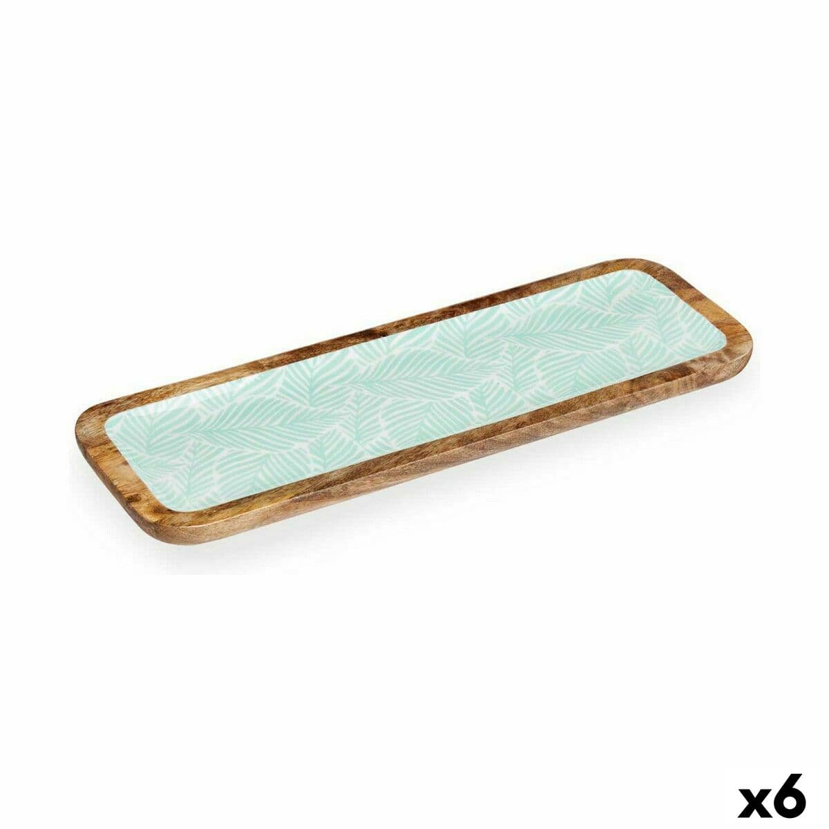 Tischdekoration Gift Decor Weiß Braun grün Polyester Harz Mango-Holz 45 x 15 cm 15,2 x 2,54 x 45,7 cm Pflanzenblatt (6 Stück)