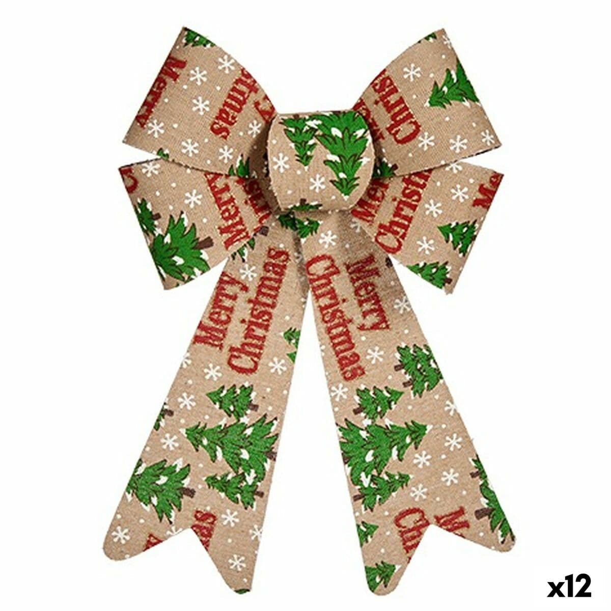 Schleife Krist+ Merry Christmas Bunt 16 x 24 x 4 cm Weihnachtsschmuck (12 Stück)