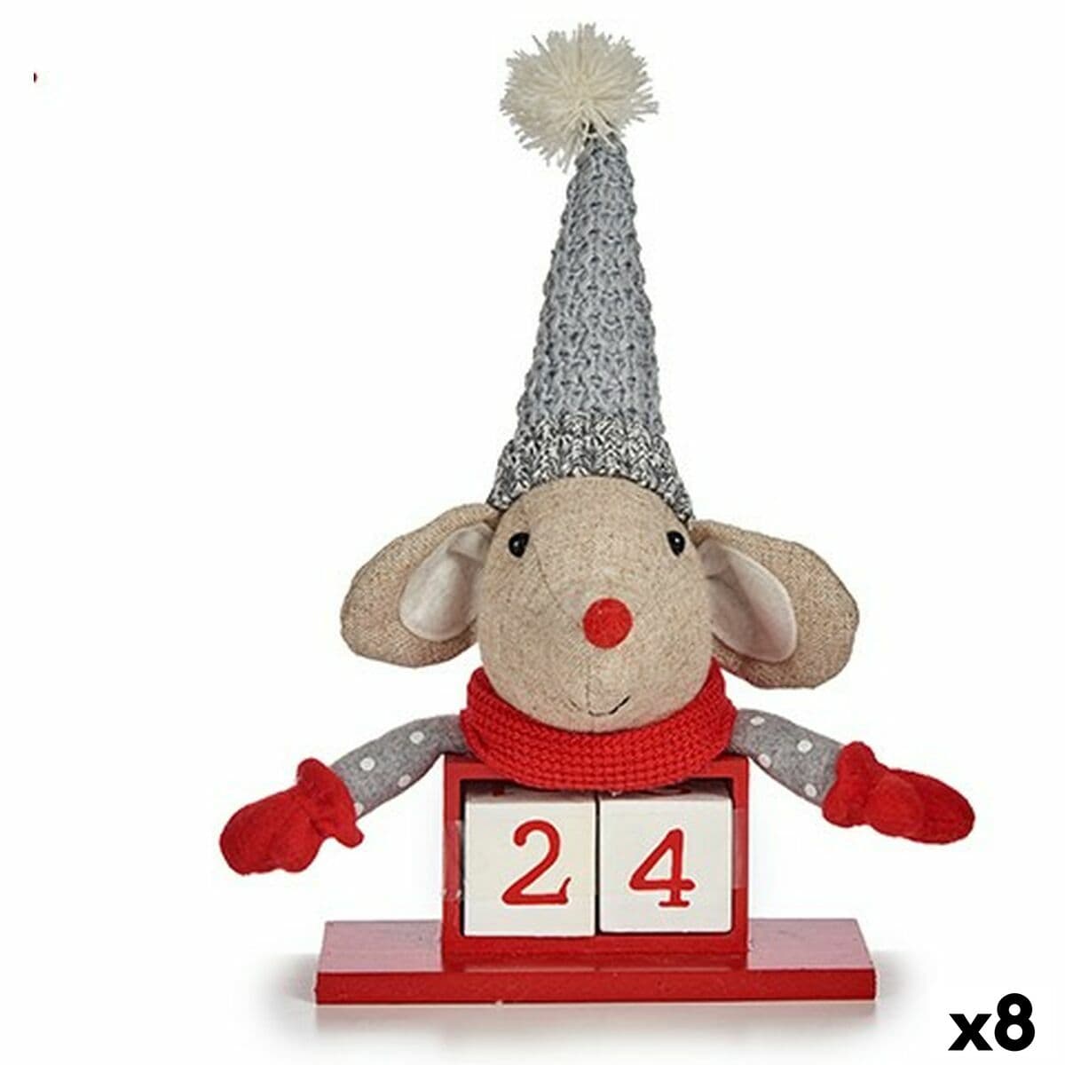 Weihnachtsschmuck Krist+ Weiß Rot Grau Creme Mouse 20 x 11 x 20 cm Kalender (8 Stück)