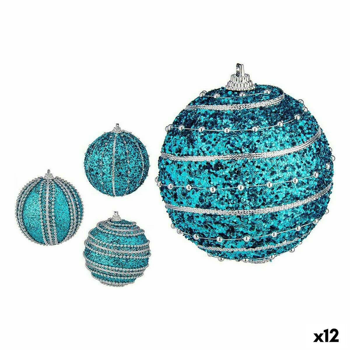 Weihnachtskugeln-Set Krist+ Blau PVC Ø 8 cm Mit Relief (12 Stück)