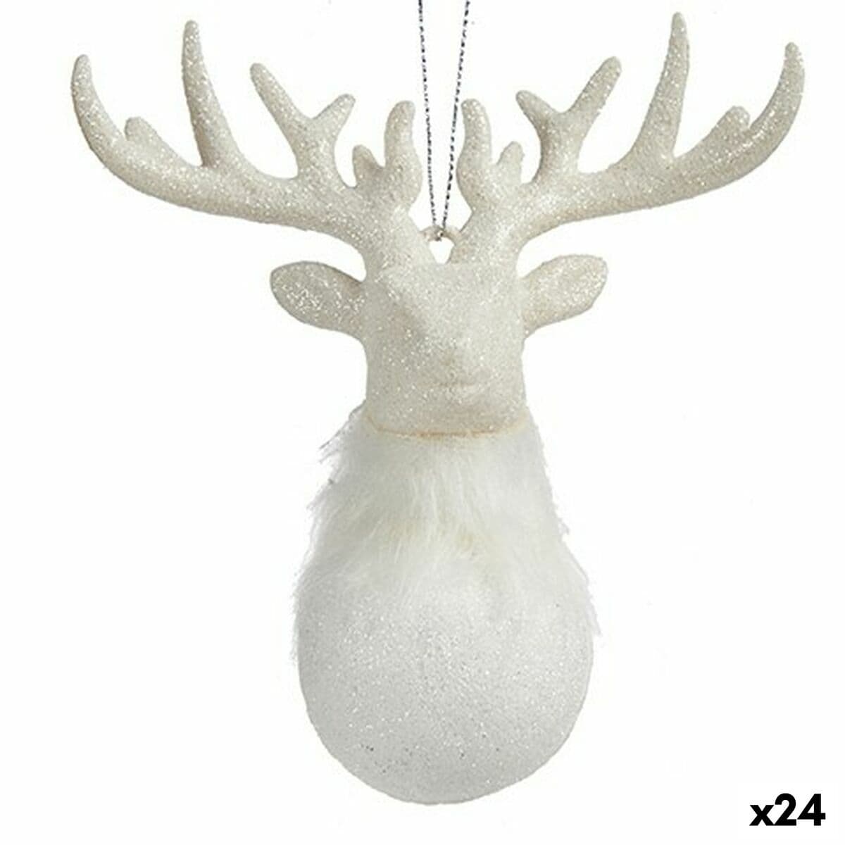 Weihnachtsschmuck Krist+ Weiß Kunststoff Glitzernd Rentier 14 x 15,5 x 7 cm (24 Stück)