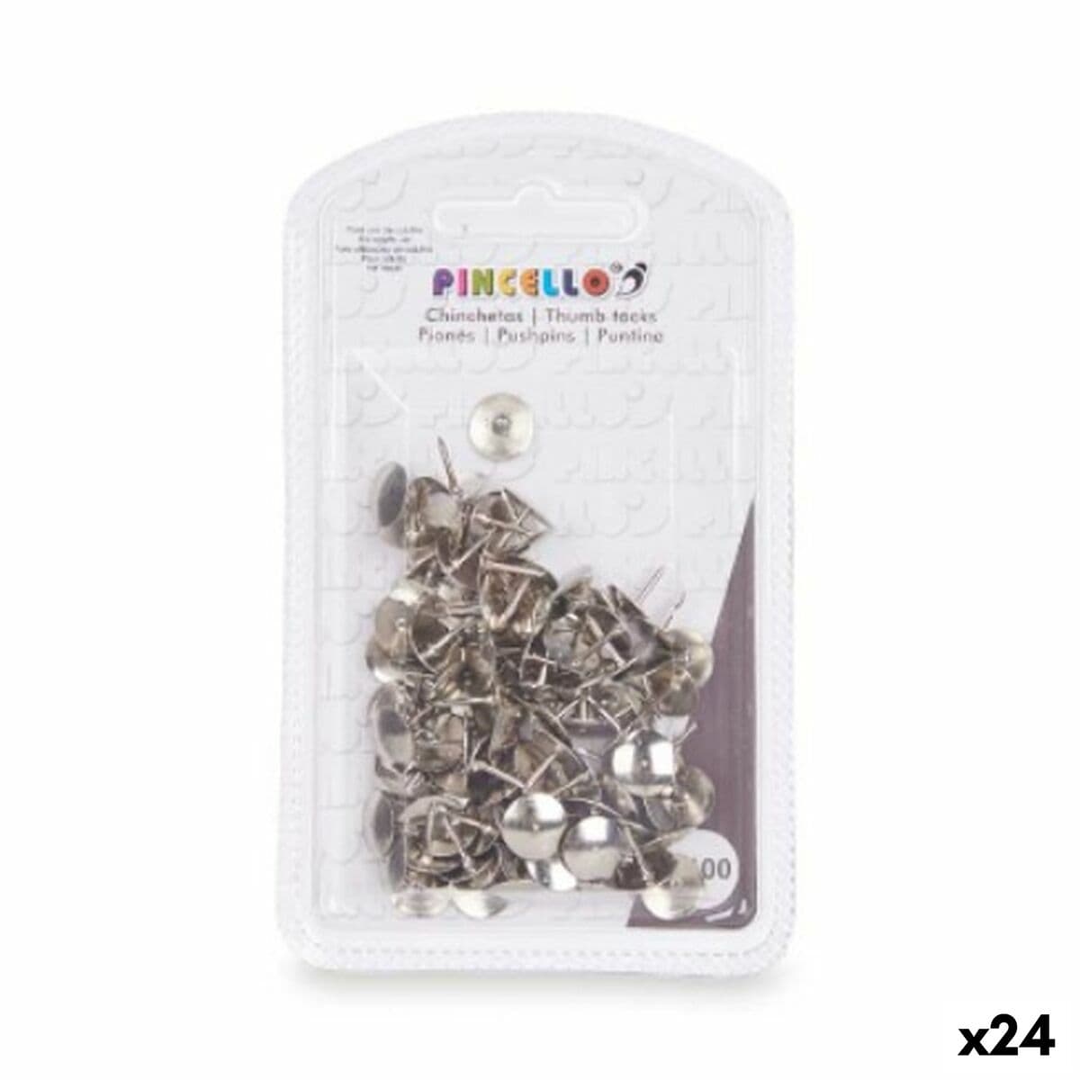 Pinwandnadeln Pincello Silberfarben Metall (24 Stück)
