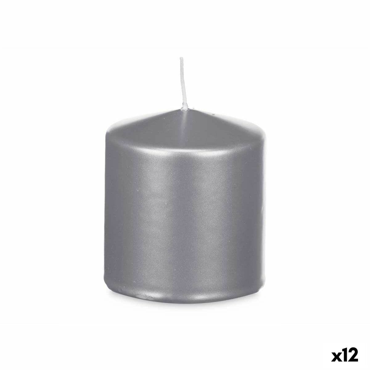 Kerze Acorde Silberfarben 9 x 10 x 9 cm (12 Stück)
