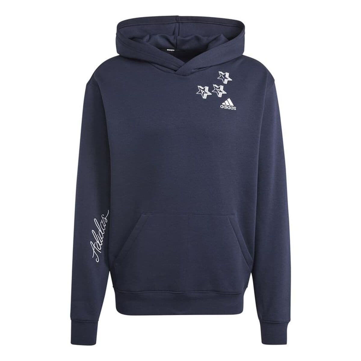 Herren Sweater mit Kapuze Adidas Bl Fl Hd Q3 Fl Marineblau