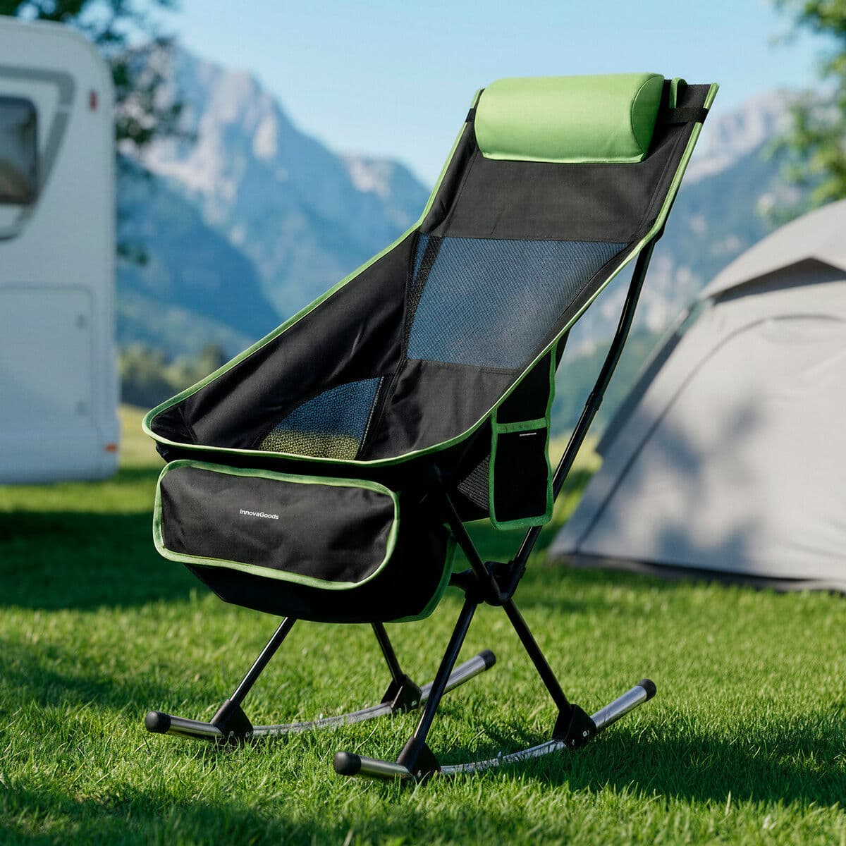 2-in-1 Faltbare Camping-Schaukelstuhl mit Tasche, Kissen und Tragetasche Trillow InnovaGoods