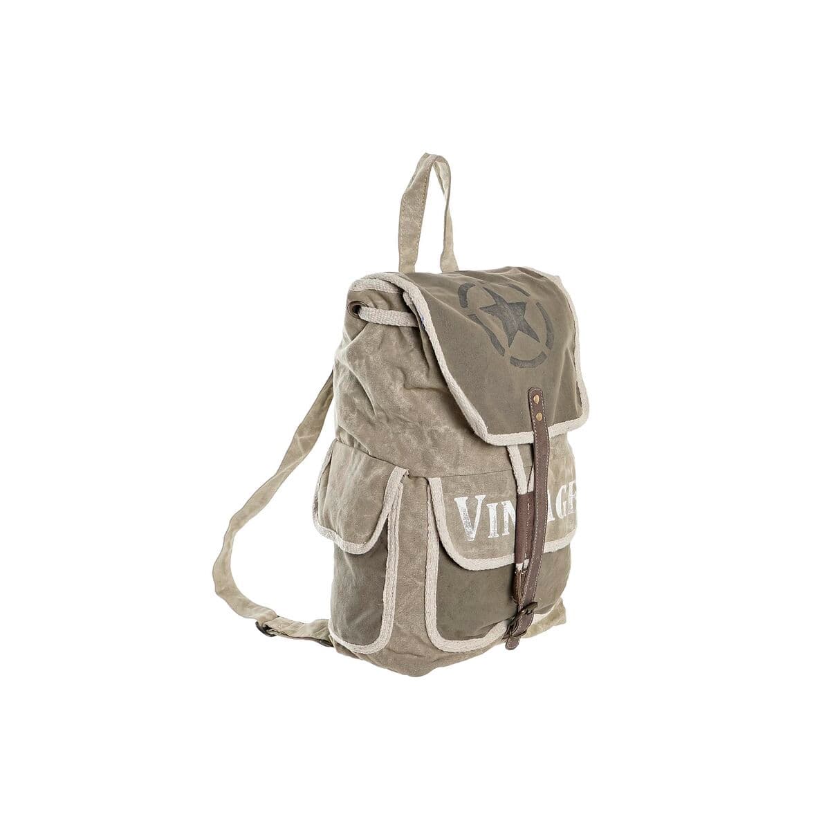 Lässiger Rucksack DKD Home Decor Stern Vintage Grau Baumwolle Haut (30 x 17 x 44 cm)