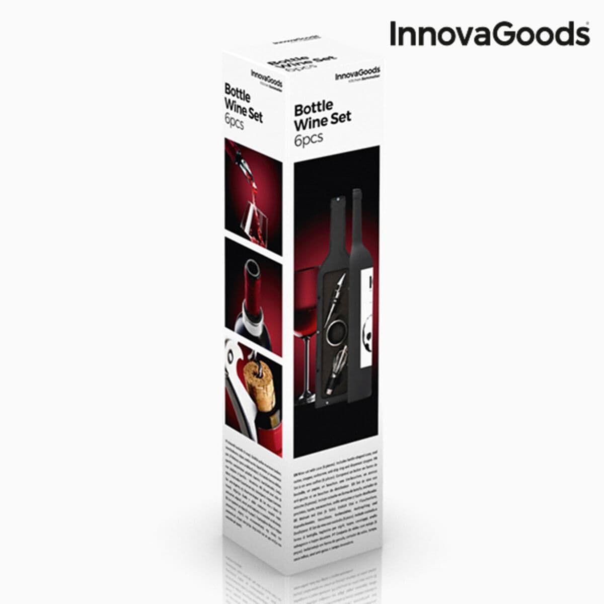 Wein-Zubehörset in Flaschenoptik InnovaGoods Schwarz Metall Edelstahl (Restauriert B)
